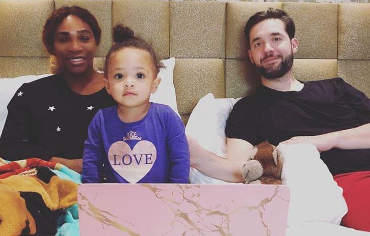 Isha Price's stepsister, Serena Williams, with her daughter and husband.